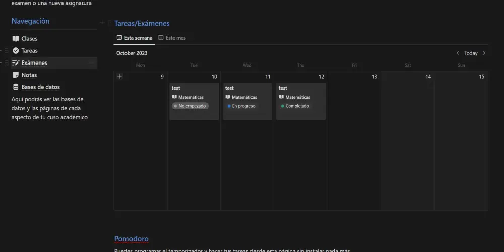 Plantilla estudiantes calendario