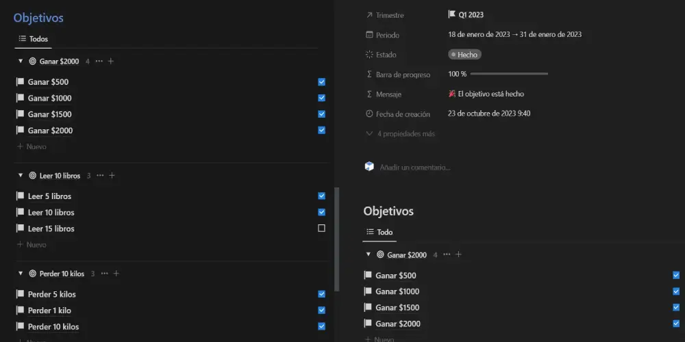 Plantilla objetivos detalles