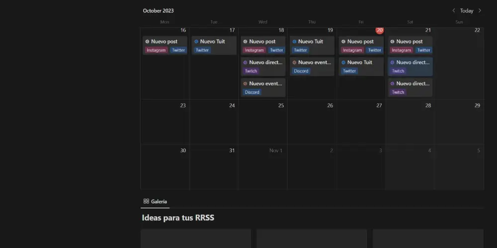 Plantilla redes sociales clanedario publicacion