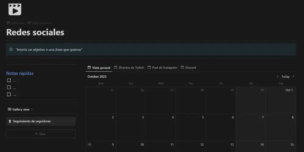 Plantilla rrss calendario