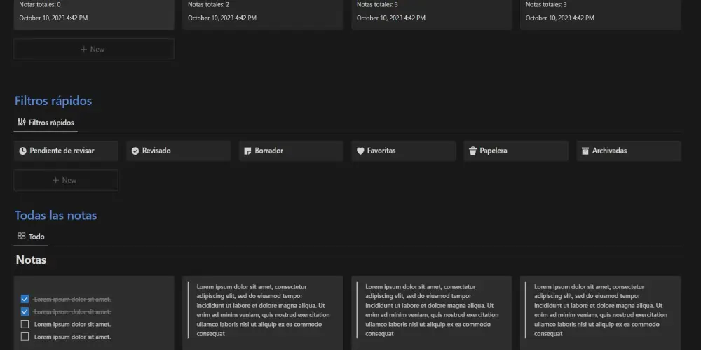 plantilla tomar notas filtros